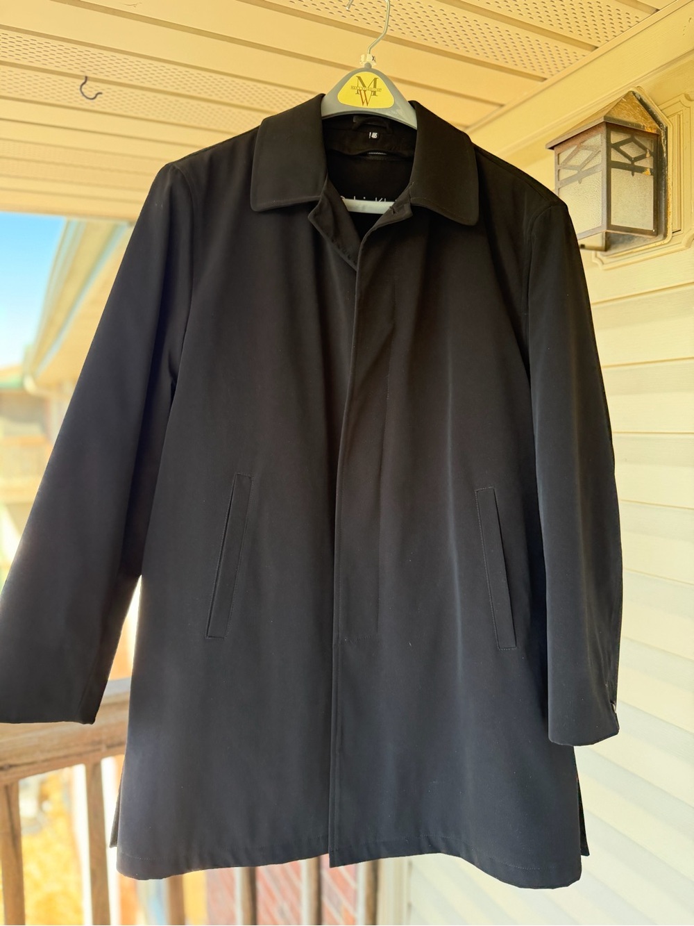 Calvin Klein Black Men's Trench Coat with Clean Silhouette